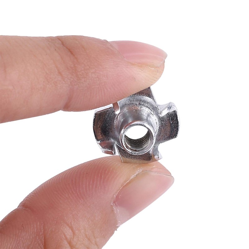 Zinc Plated Carbon Steel T Nut Set Four-Pronged Tee Nuts