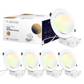 4 Pack 6 Inch Gimbal LED Recessed Lighting with Junction Box, 5CCT 2700K-6000K Selectable, 360°+90° Adjustable Directional Eyeball Light, 15W 1300LM Slim Canless Downlight - ETL and Energy Star