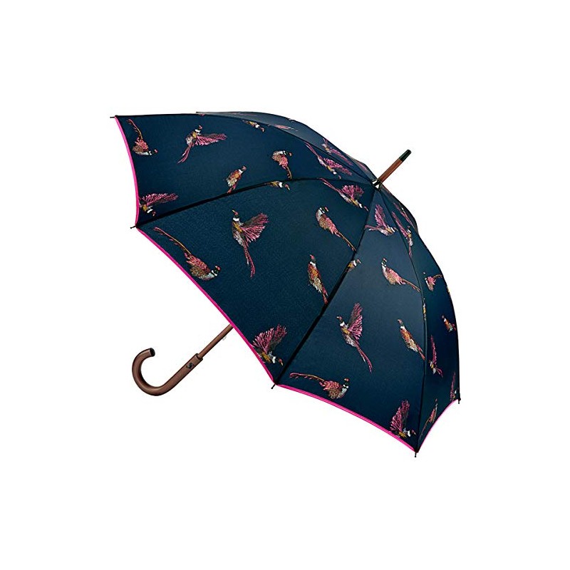 Joules Pheasant Pink & Navy Kensington Wooden Crook Handle Walking