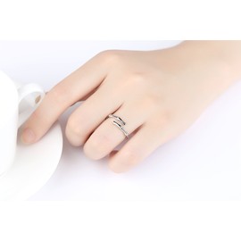 GemShadow Women Girls 925 Sterling Silver Bamboo Bone Adjustable Ring