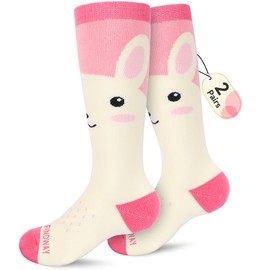Findway Children's Ski Socks, High Performance Warm Soft Thermal Socks for Boys and Girls, 2 Pairs Pack OTC Non-Slip Cardboard Winter Socks for Skiing, Snowboarding, Snowshoeing, Hiking, 2 packs of