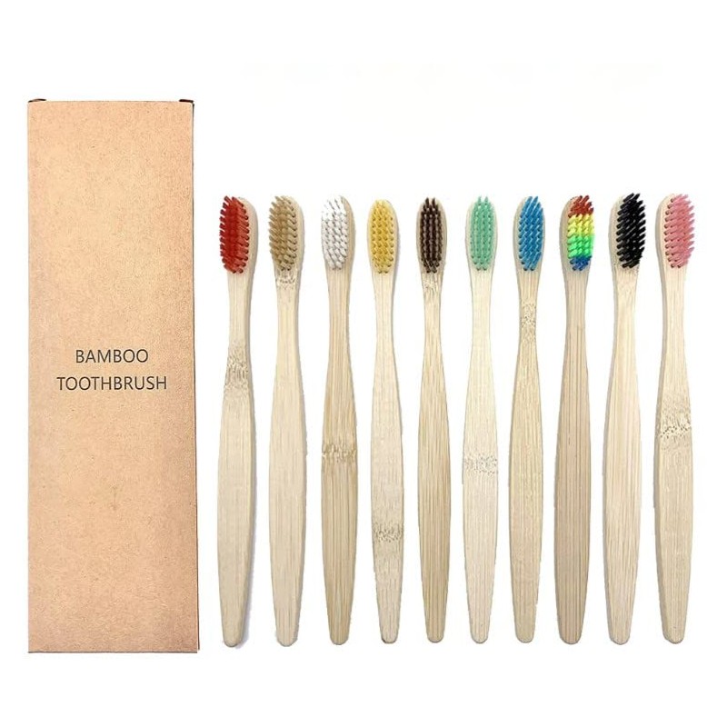 Cepillos de Dientes de Bambú Biodegradables con Cerdas Suaves Multicolores