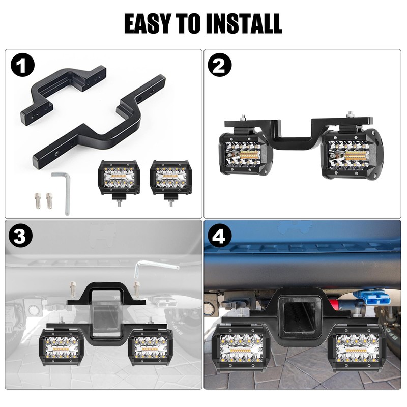 BESTZHEYU 4 Inch 60W LED Hitch Light with 3 Inch