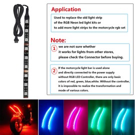 NBWDY 2Pcs RGB Motorcycle LED Strips Light - Multi-Color Accent Glow Ground Effect lamp Waterproof Underglow Light Bars DC 12V for Motorcycle led Light Kits ATV Car Golf cart (2x9LED Lights)