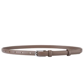 Women's Leather Belt 1.5 cm Wide Cowhide Belt Thin Belt for Dresses, Jeans, Jackets, Light coffee, 110