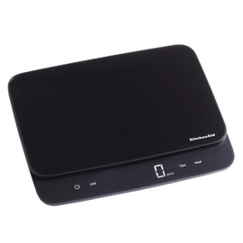 KitchenAid KQ917 High Capacity Glass Surface Digital Kitchen and Food Scale, 30 Pound Capacity and Precision, Grams, Ounces, Pounds, Fluid Ounces & Milliliters, LED, Tare Function, Black