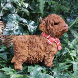 Vivid Arts - Highland Cow - Standing Ornament with Red Scarf