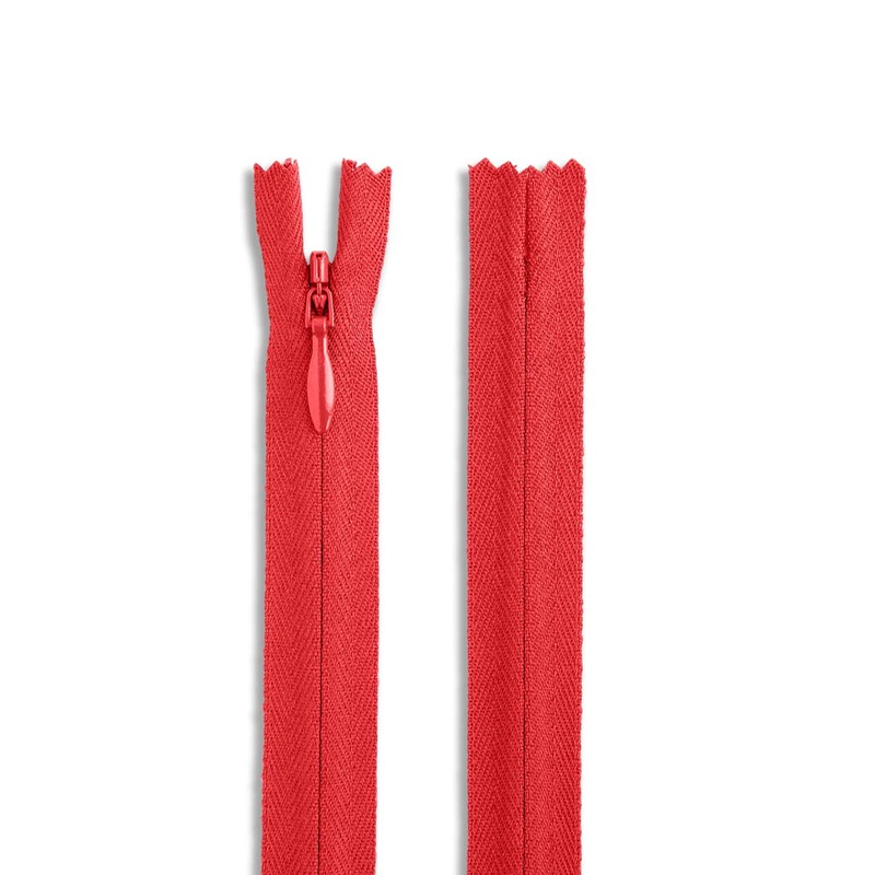 Fire Red 24" Invisible Heavy Duty Zipper - Non Separating