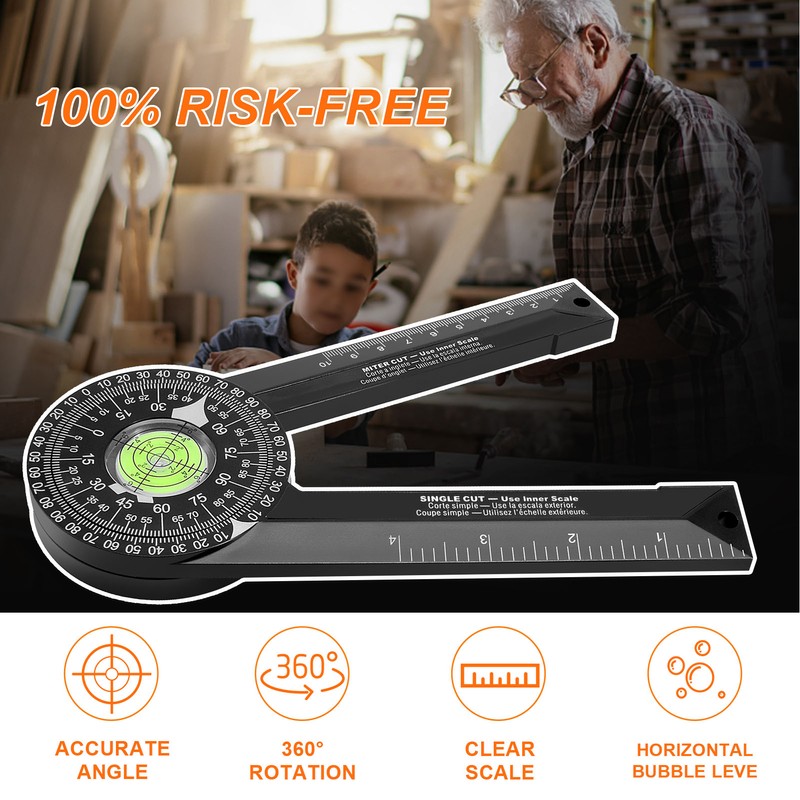 Miter Saw Protractor Angle Finder Gauge Laser Scale for Carpenters
