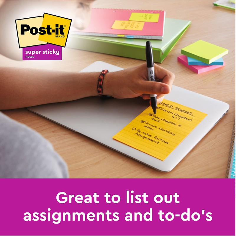 Post-it Super Sticky Notes, Cosmic Colour Collection, lined, 101 mm