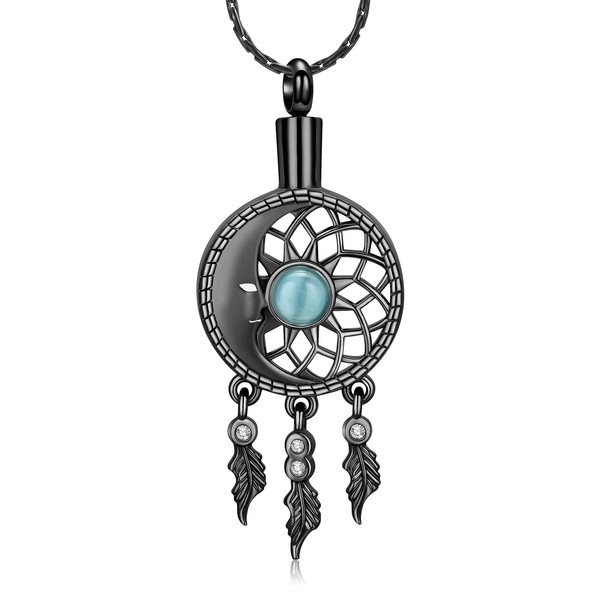 constantlife Moon Dreamcatcher Cremation Jewelry for Ashes Stainless Steel Memorial