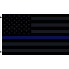 AES 3x5 USA Police Memorial Thin Blue Line Grey & Black SWAT Flag 3'x5' Banner Brass Grommets House Banner Double Stitched Fade Resistant Premium Quality House Banner Double
