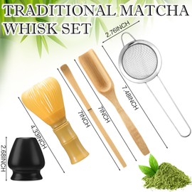 CroBlissful CroBlissful 5 Pcs Traditional Matcha Whisk Set Resin Tea Matcha Whisk, Sifter,Holder, Bamboo Tea Scoop, Tea Spoon, for Stirring Japanese Green Tea Powder