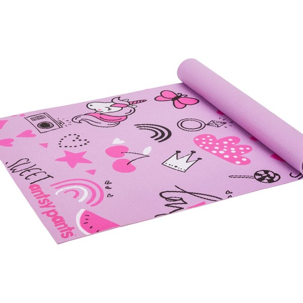 Flybar Antsy Pants Kids Yoga Mat - Yoga Mat for Kids, Yoga Mats for Home Workout, Travel Yoga Mat, Sturdy Workout Yoga Mat Non Slip, for Kids, Toddlers, Size 60” x 24”, 3mm Thick Free of Toxic Phthalates, Pink Unicorn