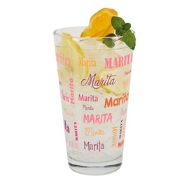 Herz & Heim® Drinking Glass with Name in Various Fonts and Colours (Pink-Orange)