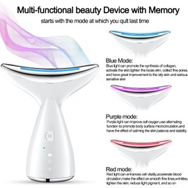 Leotop Face and Neck Massager Electric,Skin Rejuvenation Beauty Device,Purify Skin and Shrink Pores,EMS Vibration and Heating,3 Modes for Anti-Wrinkle Face Lift Skincare Tools.