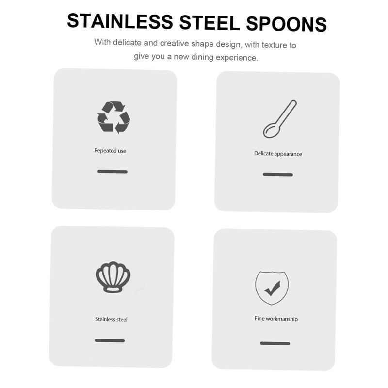 KICHOUSE -Plated Sugar Shell Spoons 4pcs Stainless Steel Spoons for