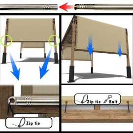 Royal Shade 8' W x 24' L Brown Pergola Sun Shade Canopy Replacement Cover with Stainless Steel Weighted Rods, 95% UV Blockage, Commercial Grade 260 GSM for Outdoor Patio (We Make Custom Size)