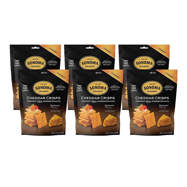Sonoma Creamery Cheese Crisps, Cheddar, 2.25 Ounce Bag (6 Pack)