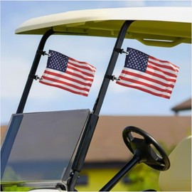 Golf Cart American Flag with Mounting Bracket, USA Patriotic Flag 9" x 6" for Independence Day, America 250 Celebration, Fourth of July Parade Decor, Durable Outdoor Accessory for Golf Carts