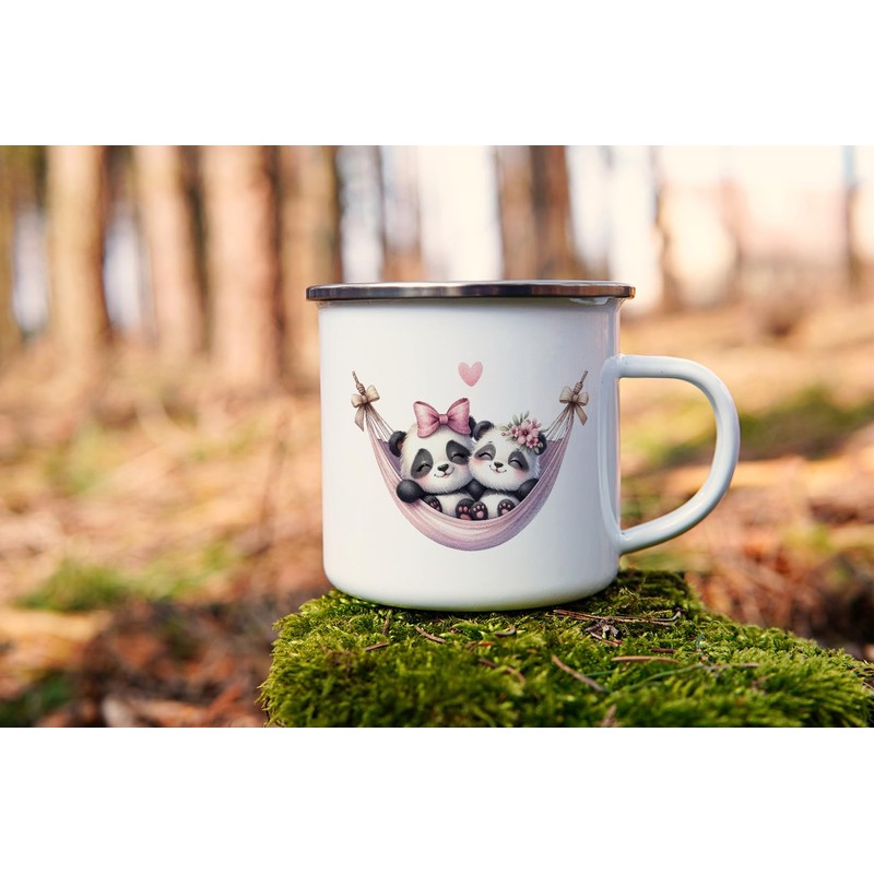 MAXIKIWI Langlebige Emaille-Kaffee- oder Tee-Camping-Tasse für drinnen und draußen, entzückende