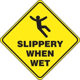Accuform PSR416 Slip-Gard Adhesive Vinyl Diamond Shape Floor Sign, Legend "Slippery When Wet", 17" Length x 17" Width, Black on Yellow