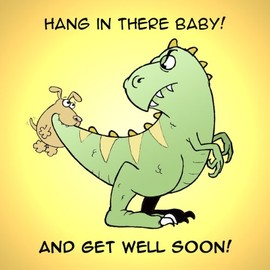 Twizler Funny Get Well Soon Card with Dinosaur and Dog - Funny Card - Blank Card - Humour Card – Get Well Card – Teenager Card – Sorry Card – Thinking of You Card – Feel Better Card