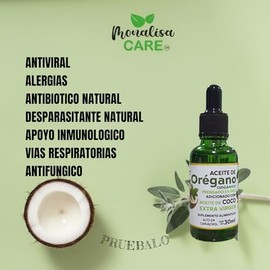Aceite de Orégano Orgánico y Aceite de Coco Extra Virgen | Prensado en Frío| 87% en Carvacrol | 50 ml | Mas Cantidad para aquellos que Disfrutan de sus Beneficios por mas Tiempo