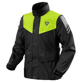 REV'IT! Nitric 4 H2O Motorcycle Rain Jacket (Black/Neon Yellow - X-Large)