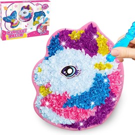 Gamrong Plush Craft Unicorn Cushion DIY Set, Hand Painting for Children Poke Art Craft Set Christmas Crafts Poke Art DIY Toy Fashion Design Kit Birthday Art Gift for Girls 3 4 5 6 7 8 Years