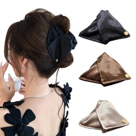 Zhejia Ruffled Ribbon Hair Claw (3 Pieces), Ribbon, Hair Clip, Hair Clip, For Adults, Daily Use, Work, School, Hair Accessories, Graduation Ceremonies, Wedding