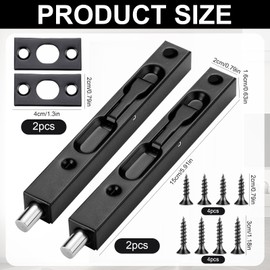 Srup Pack of 2 Door Bolt Brushed Sliding Bolt Bolt Lock 6 Inch Sliding Bolt Lock for French Doors, Composite Doors, Wooden Doors, Double Doors, Blind Doors, Screw