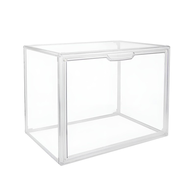 GUDEMAY Clear Stackable Plastic Storage Bins with Magnetic Lid, Dustproof