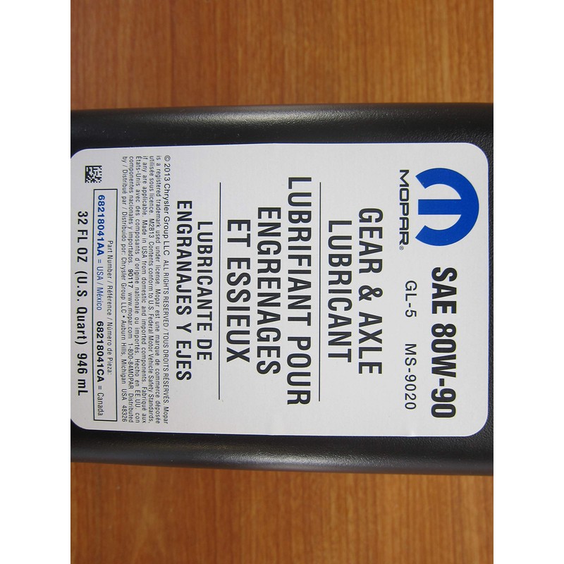 Chrysler Dodge Jeep Ram 1 Quart SAE 80W-90 Gear &