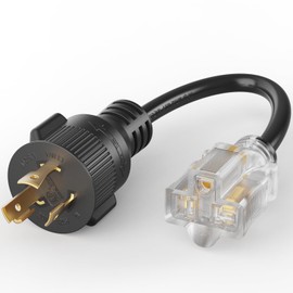 PLUGTUL NEMA L5-20P to NEMA 5-15/20R Adapter Cord 1 FT, Household Twist-Lock Converter Adapter, 20A Male to 15A Female Extension Cord, 12 Gauge, 125V 15A 1875W, SJTW, Black, ETL Listed