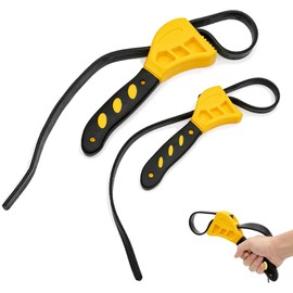 GETFACAI 2PCS Strap Wrench, Rubber Strap Wrench, Plumbers Wrench, Adjustable Rubber Strap Wrench Universal Oil Filter Spanner, Tighten and Loosen Adjustable Wrench Tool, Wrench Tool, Filter Wrench