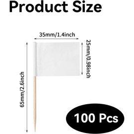 100 Pcs Food Labels for Buffet, Toothpick Food Flags, Food Flags for Party Food, Cheeseplate & Cupcake Toppers, Cheese Labels, Fruit Salad Cocktail Sticks, DIY Stick Flags Charcuterie Labels(White)