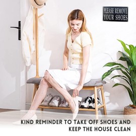 Saiwithend Please Remove Your Shoes Sign, Kindly Take Your Shoes Off Sign for Front Door Black Wall Art Metal Iron Decoration for House Farmhouse Rustic Home Porch Housewarming Gift 12 x 6 Inches