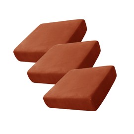 Henbula Cushion Covers Seat Cushion Covers Velvet Stretch Cushion Slipcover Furniture Protector Seat Cushion Sofa Cover Sofa Seat Couch Cover (3, Burnt Orange), (YP-Cushion Covers)