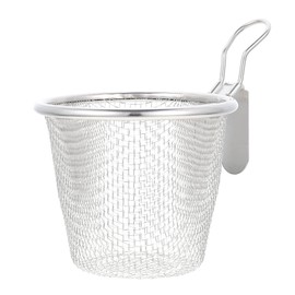 DOITOOL Stainless Steel Deep Fry Basket with Handle, Round Wire Mesh Fryer Basket French Chip Frying Serving Basket Deep Fryer Strainer for Frying (17.5X11 X9.5cm)