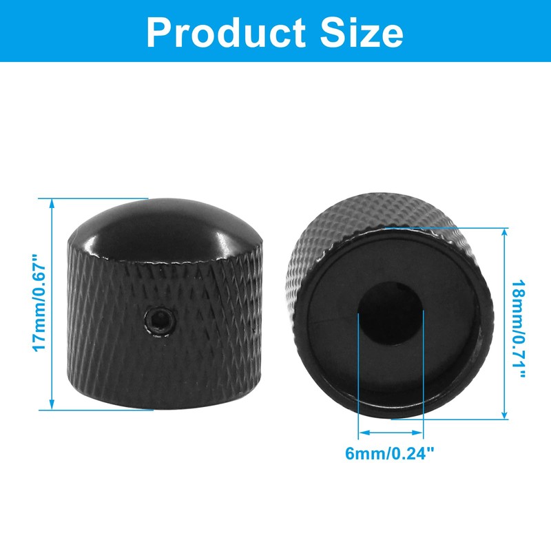 Dijedev 4 Pcs Metal Guitar Knobs, Volume Tone Control Knobs,