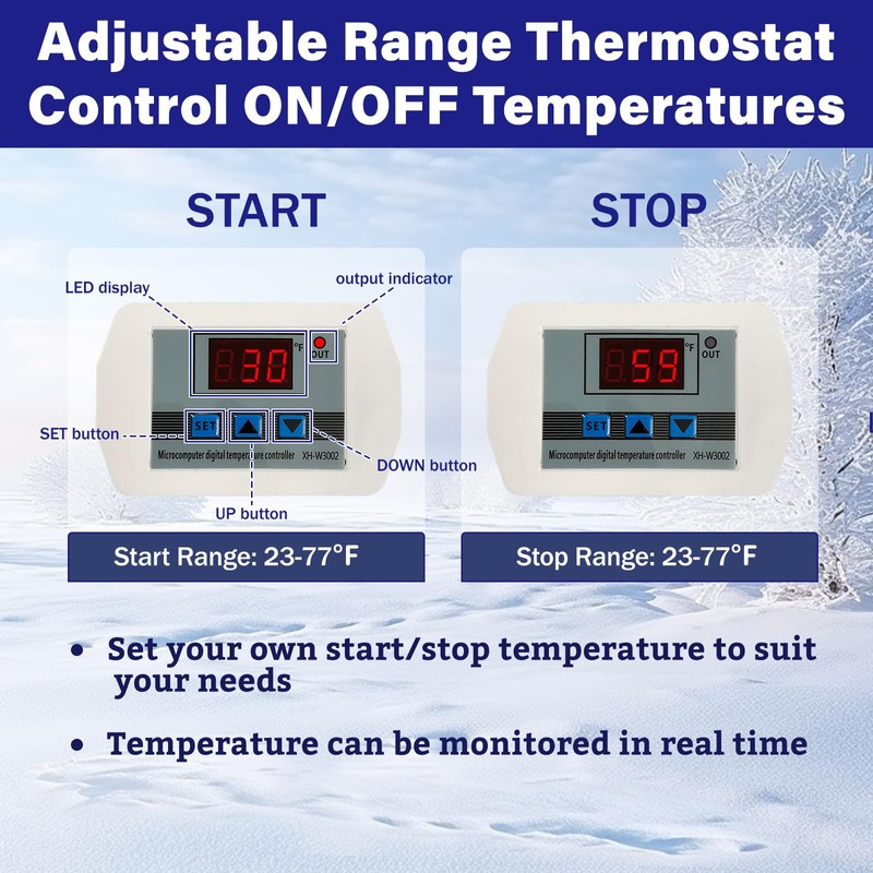 Cupohus Heat Tape for Water Pipes with Digital Display Thermostat