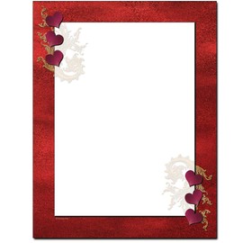 Red Velvet Hearts Letterhead Laser & Inkjet Printer Paper (25 Sheets)