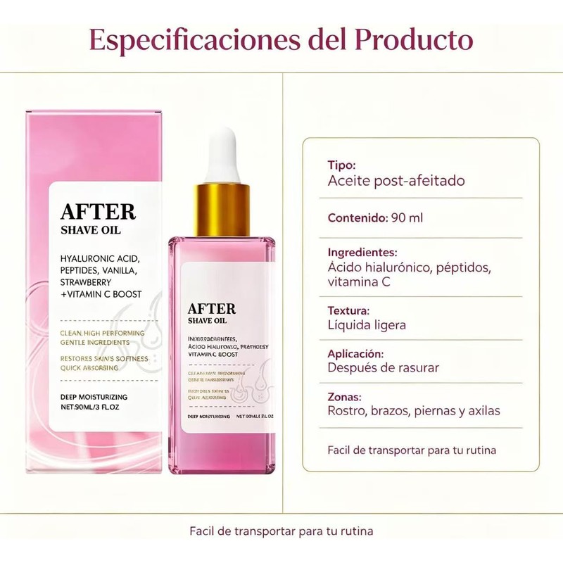 Aceite Pós-Afeitado para Cabello y Piel con Aroma a Fresa