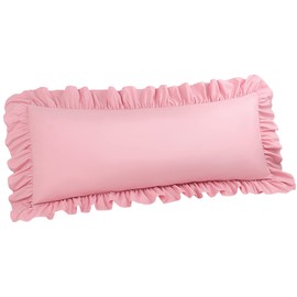 PiccoCasa Hugging Pillow Case Ruffle Pillow Cover Cute Envelope Microfiber Long Life Size Large Pillow Cover Solid Breathable Long Pillowcase 1pc Pink 50x140cm