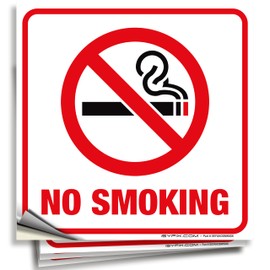 iSYFIX No Smoking Stickers Decals for Inside Windows - 4 Pack 6x6 Inch - Premium Vinyl Labels, Laminated for UV, Weather, Scratch, Water & Fade Resistance for Business, Schools, Stores, and Office