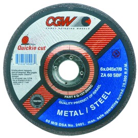 CGW 45002 4-1/2" Type 27 Quickie Cut Extra Thin Cut-Off Wheel Zirconia Aluminum Mix 60 Grit