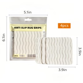 SSKHE Set of 4 Non-Slip Carpet Grippers,Vacuum Tech Anti Slip Rug Underlay for Wooden Floor, Residue-Free,Washable and Reusable,Secure Hold