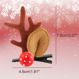 Boobeen Christmas Hair Clip - 2 Pairs Cute Reindeer Antlers Ears Hair Accessory Antlers Headdress Hairpin for Christmas Party