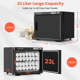 TASALON Professional Hot Towel Warmer Cabinet, 23L Large Capacity, Use for Facial Spa, Hair Beauty, Salon Equipment and Home, Perfect Temperature for Towel Warmer, Fits up to 72 Small Towels - Black